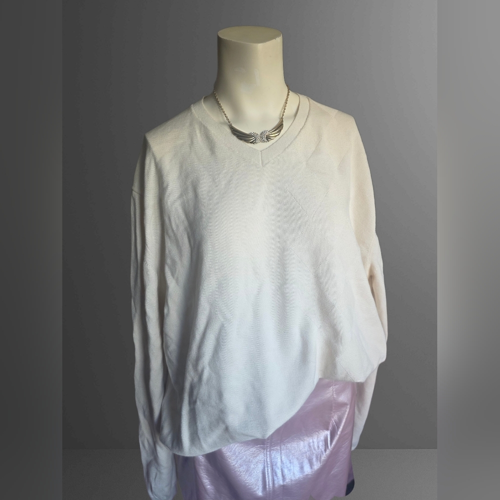 Y2K Banana Republic Oversized Cream Knit Sweater Soft Preppy Minimalist XXLMens